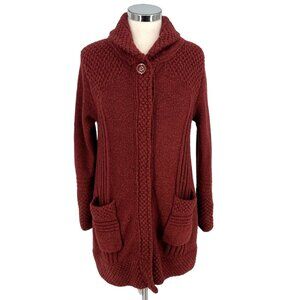 Prana Elsin Textured Knit Sweater Coat Mulled Wine Organic Blend Size Medium